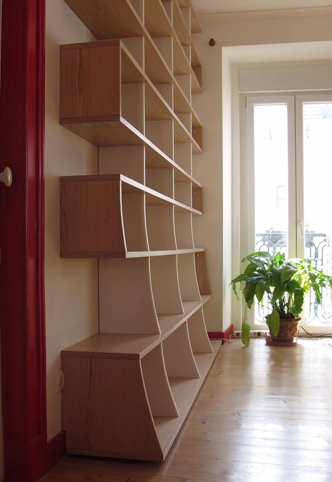 Estante de sala em carvalho - Bibliothèque de salon en chaîne massif